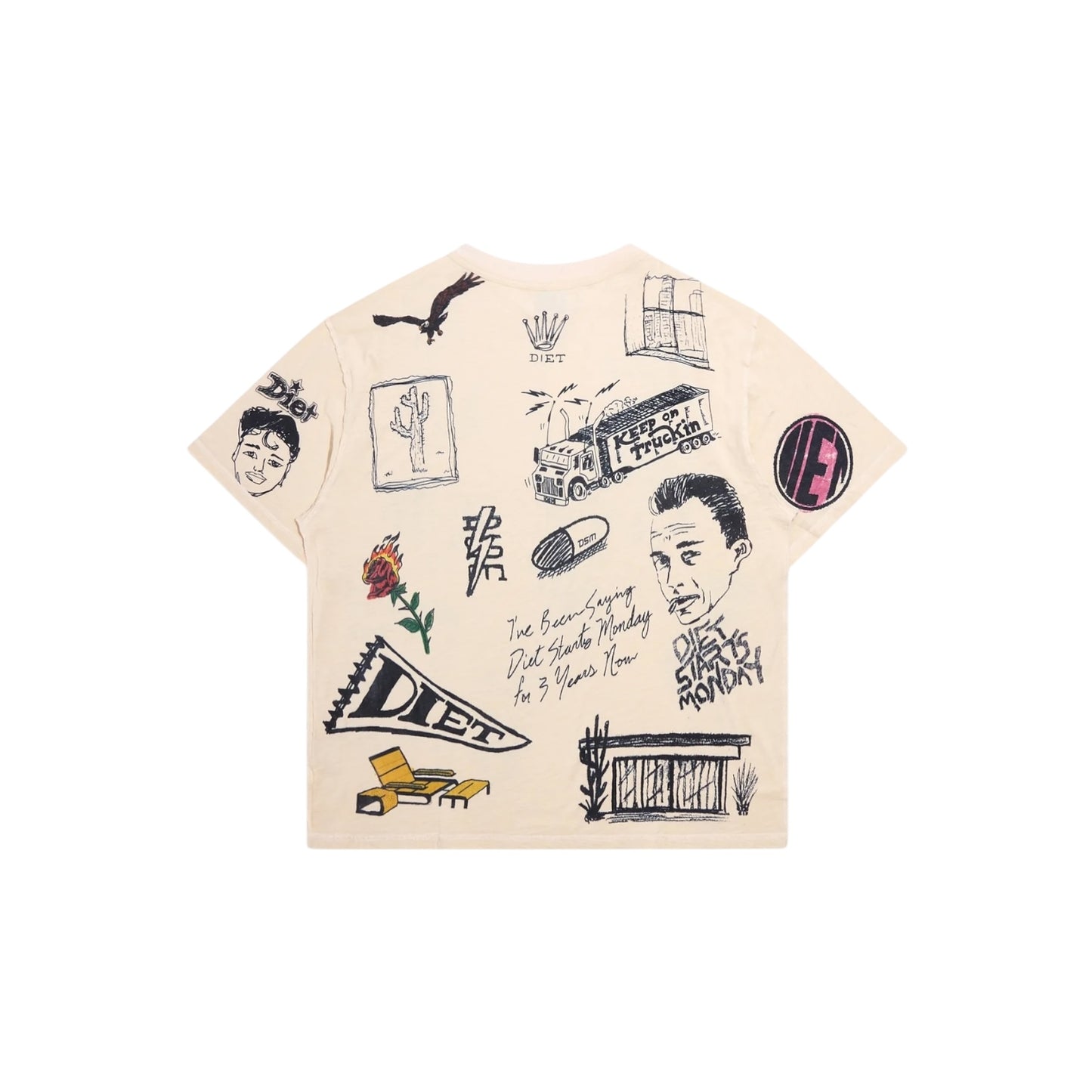 Diet Starts Monday Doodle Tee - Antique White