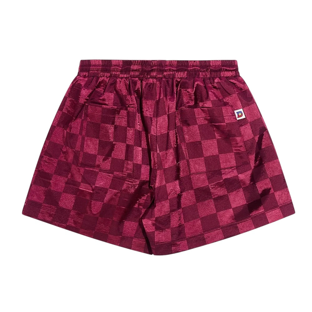 Diet Starts Monday Checkered Nylon Shorts - Maroon