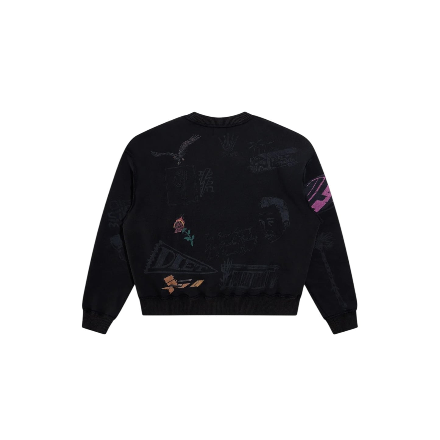 Diet Starts Monday Doodle Crewneck Sweatshirt - Black