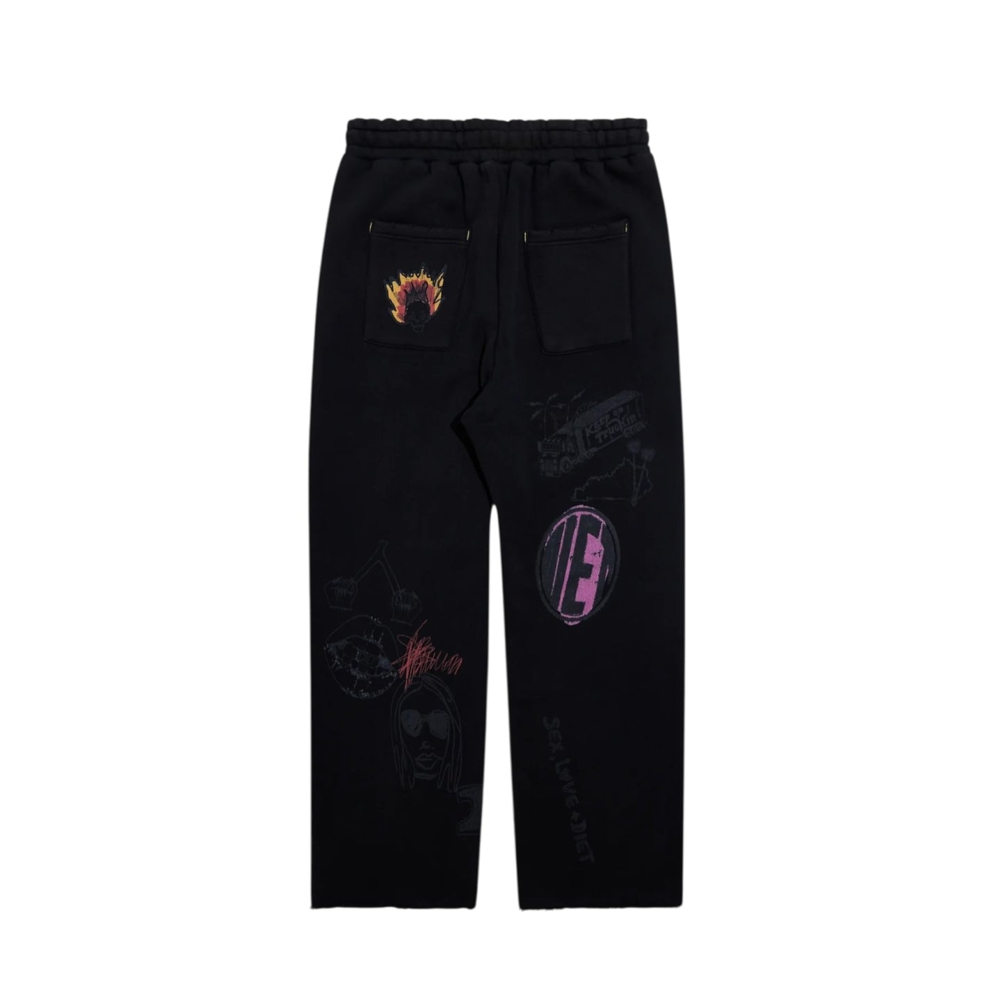 Diet Starts Monday Doodle Sweatpant - Black