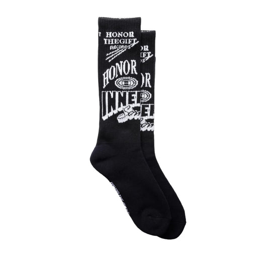 Honor The Gift Mixed Graphic Ribbed Sock - Black