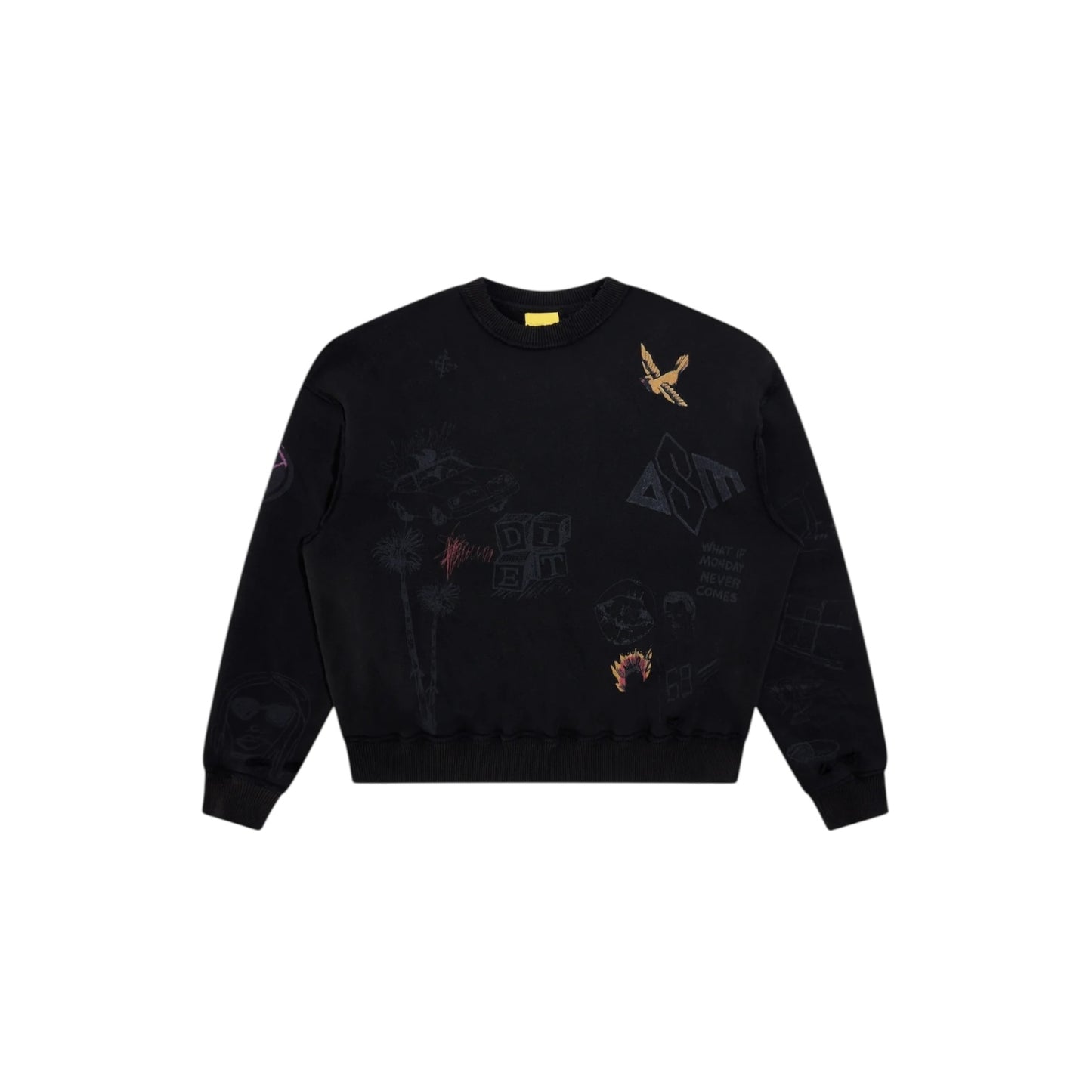 Diet Starts Monday Doodle Crewneck Sweatshirt - Black