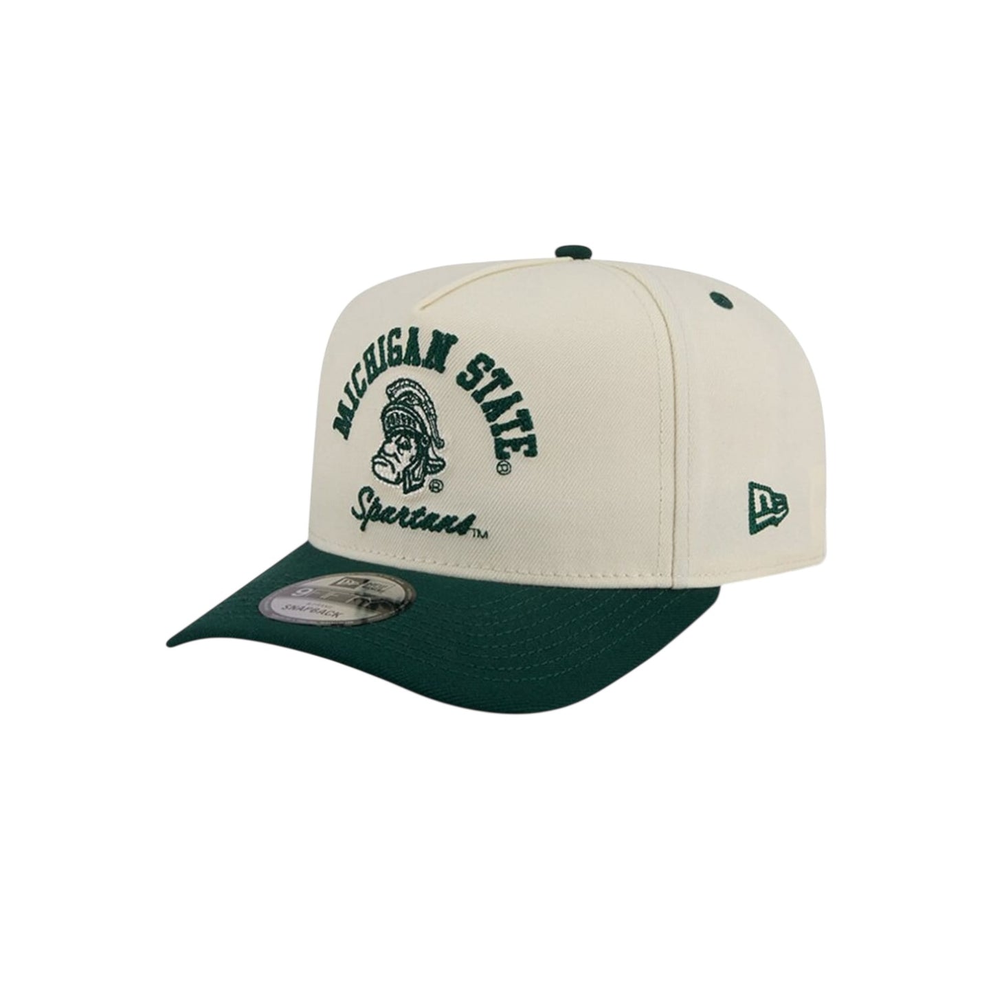 New Era Michigan State Spartans Gruffy Arched A-Frame 9Fifty Snapback - Chrome White