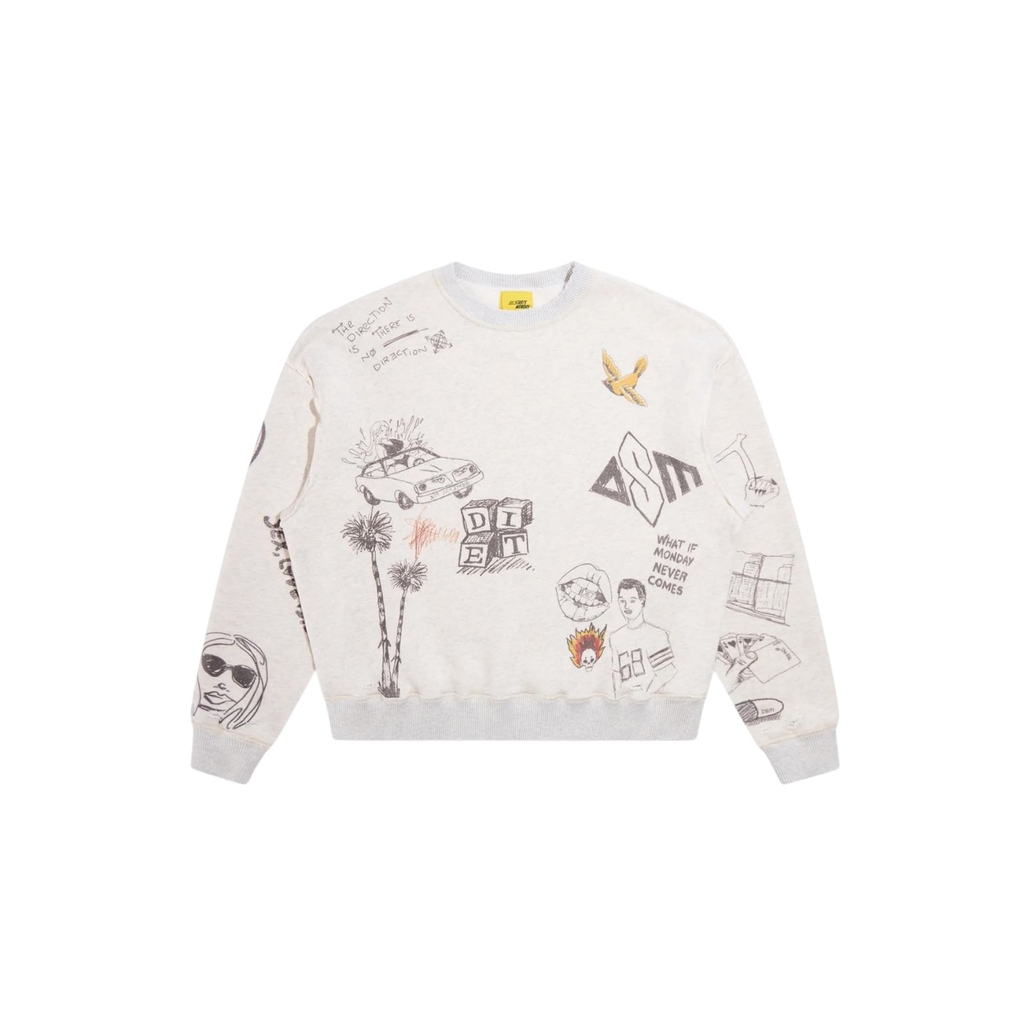 Diet Starts Monday Doodle Crewneck Sweatshirt - Heather Grey