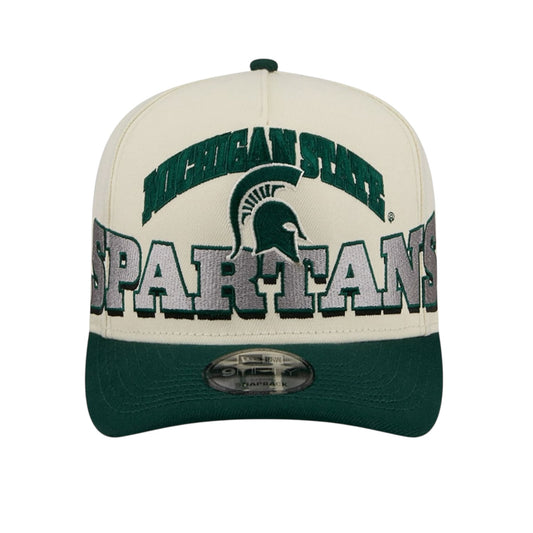 New Era Michigan State Spartans March Madness College Vault A-Frame 9Fifty Snapback - Chrome White