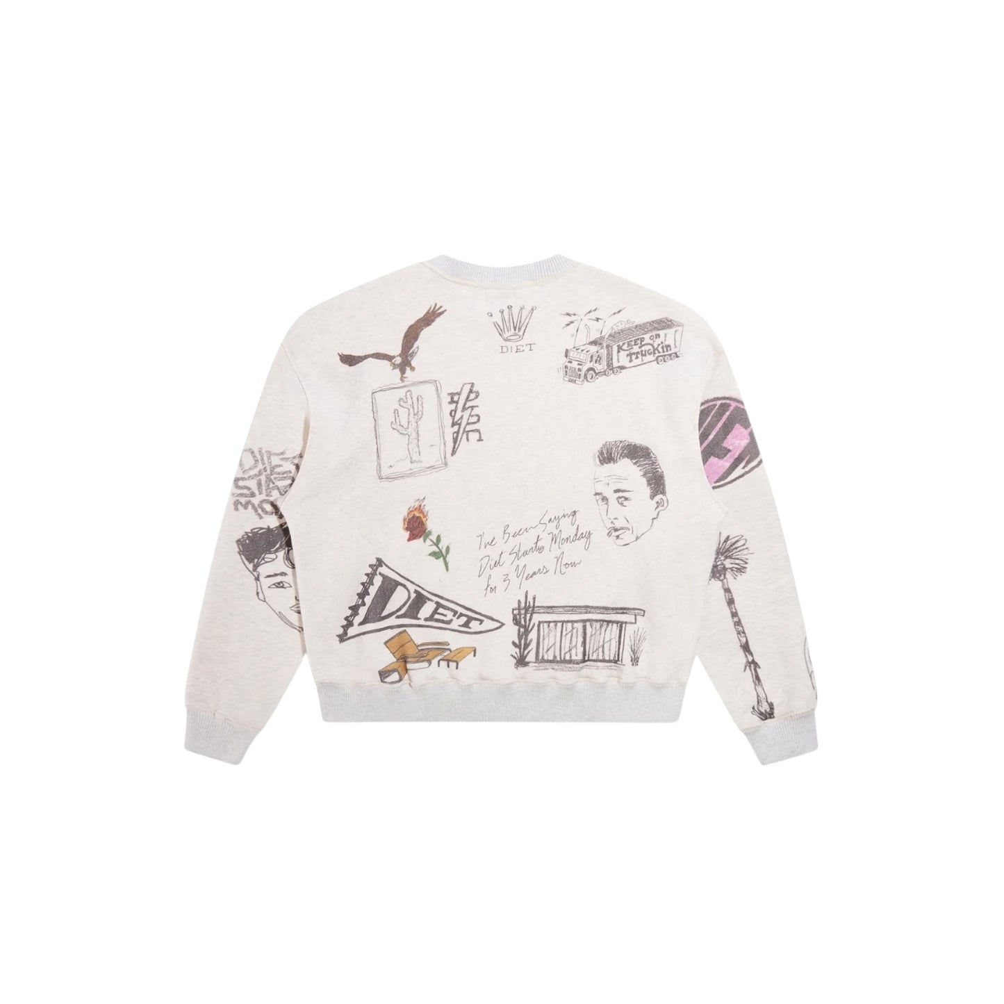 Diet Starts Monday Doodle Crewneck Sweatshirt - Heather Grey