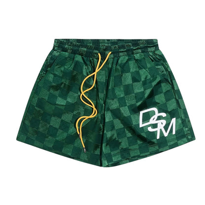 Diet Starts Monday Checkered Nylon Shorts - Green