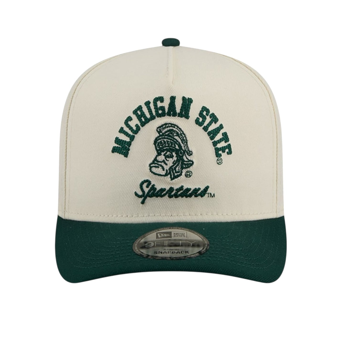 New Era Michigan State Spartans Gruffy Arched A-Frame 9Fifty Snapback - Chrome White