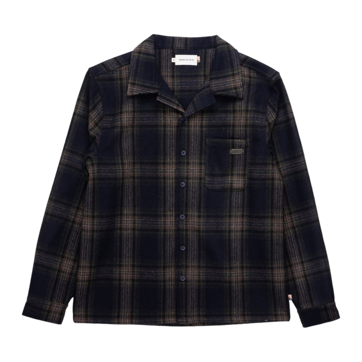 Honor the Gift Plaid Flannel LS Overshirt - Navy