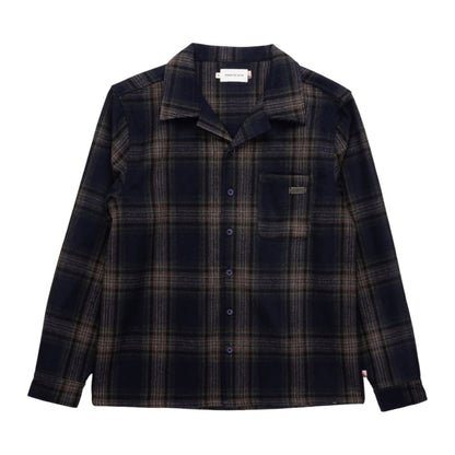Honor the Gift Plaid Flannel LS Overshirt - Navy