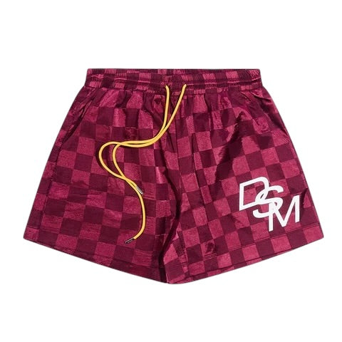 Diet Starts Monday Checkered Nylon Shorts - Maroon