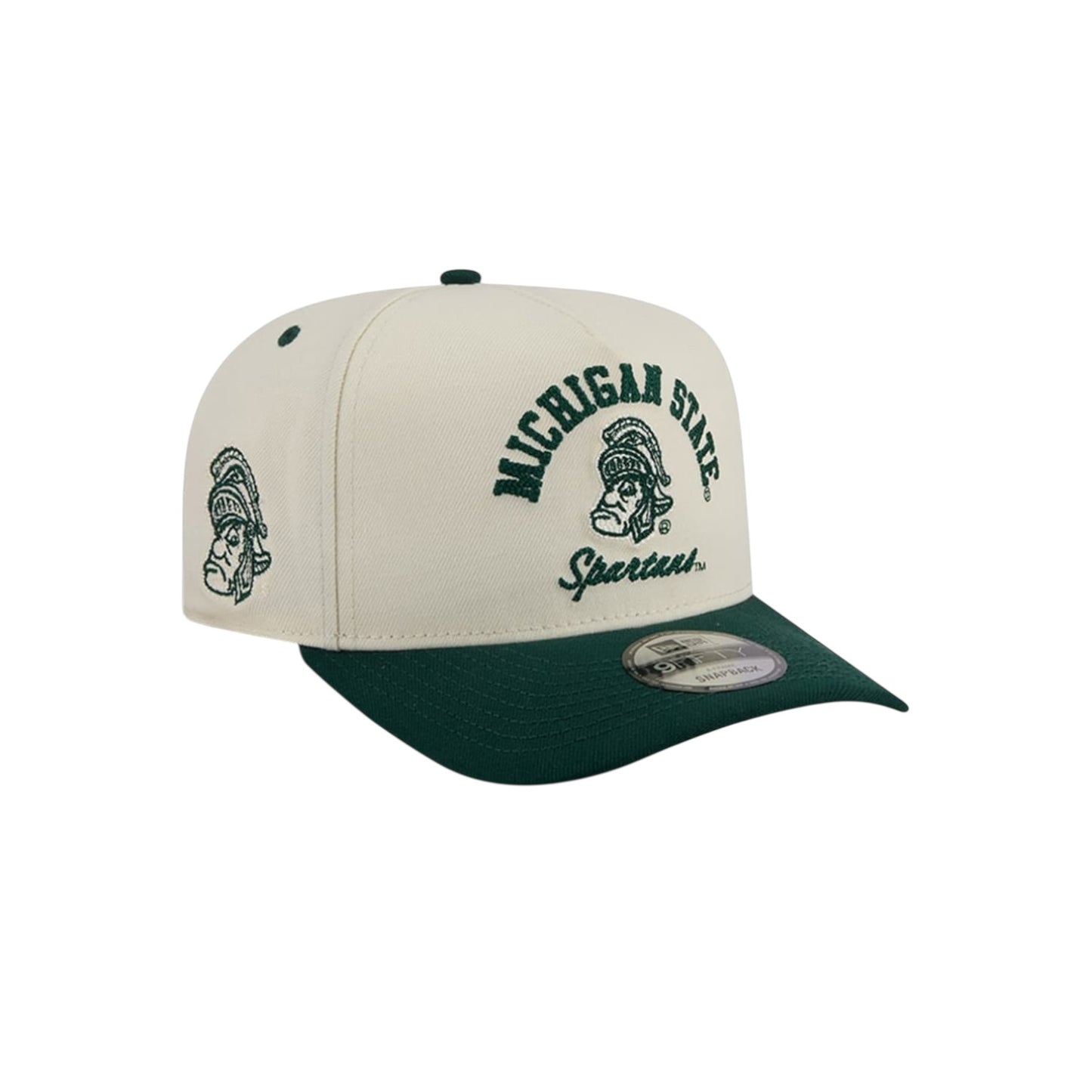 New Era Michigan State Spartans Gruffy Arched A-Frame 9Fifty Snapback - Chrome White