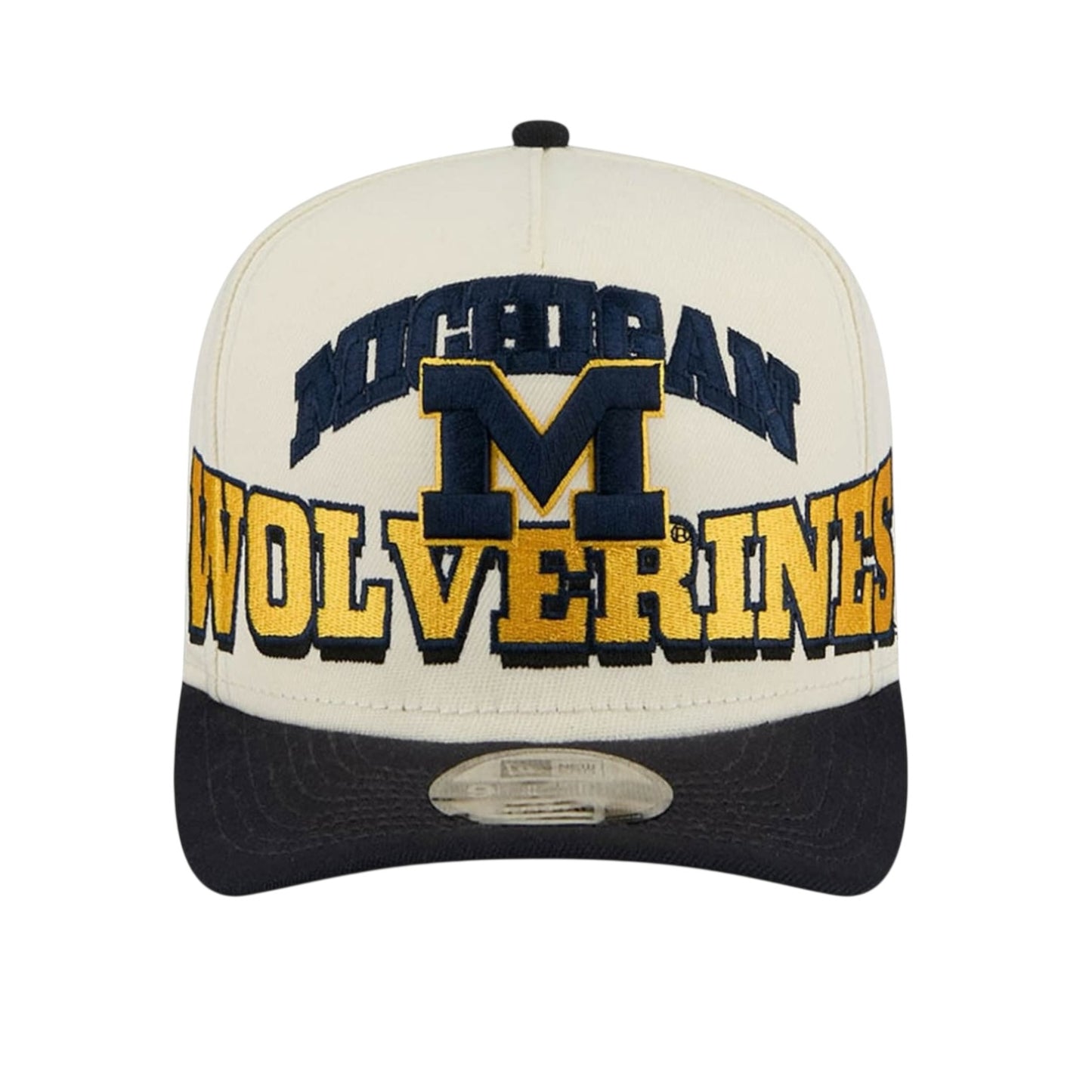 New Era Michigan Wolverines March Madness College Vault A-Frame 9Fifty Snapback - Chrome White