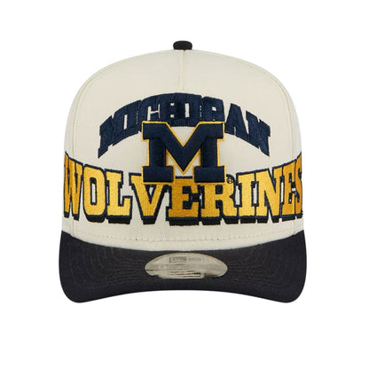 New Era Michigan Wolverines March Madness College Vault A-Frame 9Fifty Snapback - Chrome White