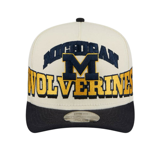 New Era Michigan Wolverines March Madness College Vault A-Frame 9Fifty Snapback - Chrome White