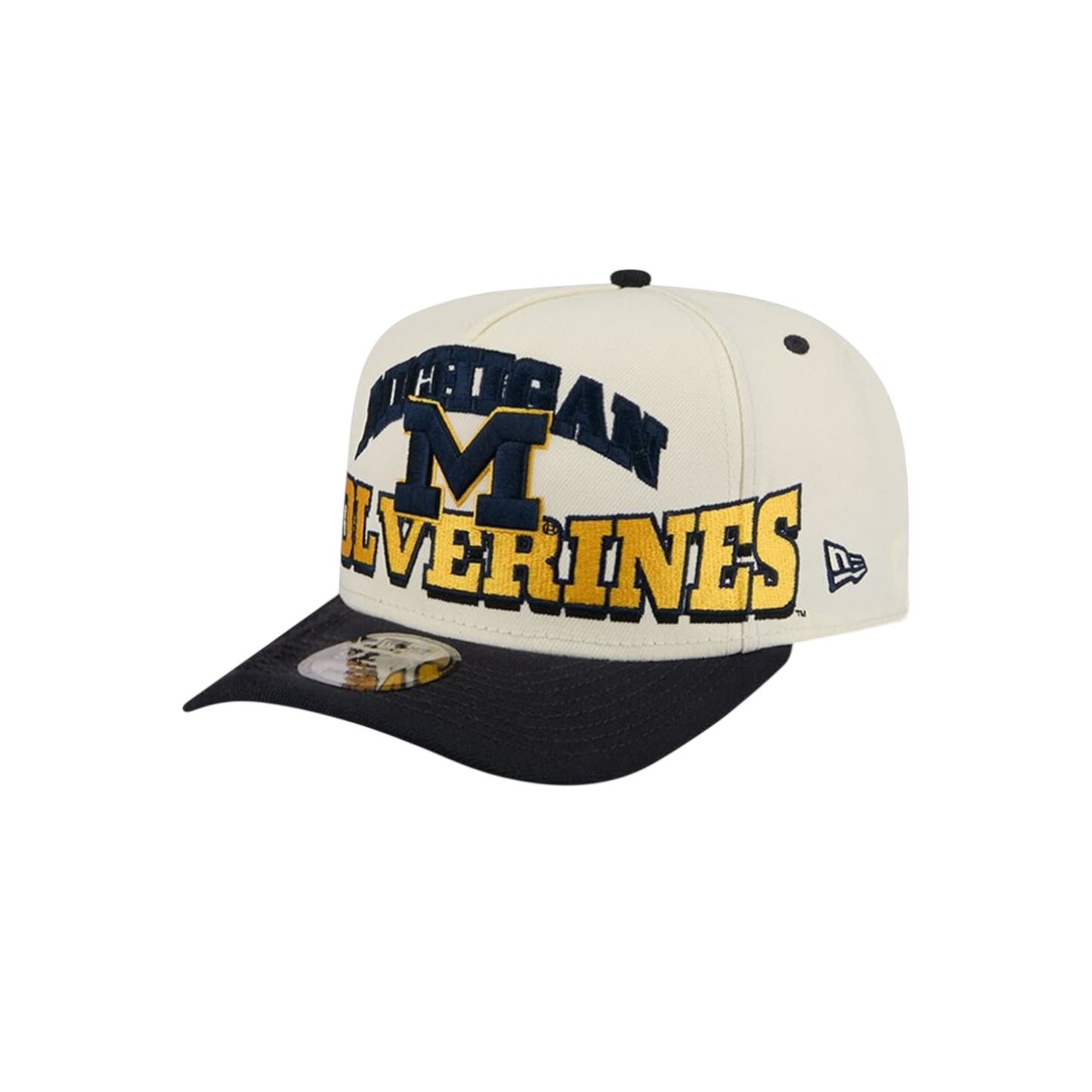 New Era Michigan Wolverines March Madness College Vault A-Frame 9Fifty Snapback - Chrome White