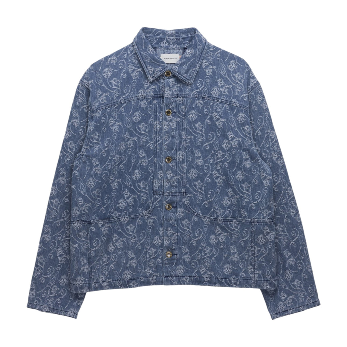 Honor The Gift Floral Utility Jacket - Light Indigo