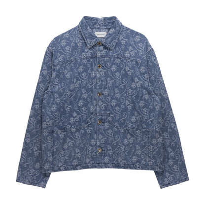Honor The Gift Floral Utility Jacket - Light Indigo