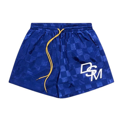 Diet Starts Monday Checkered Nylon Shorts - Blue