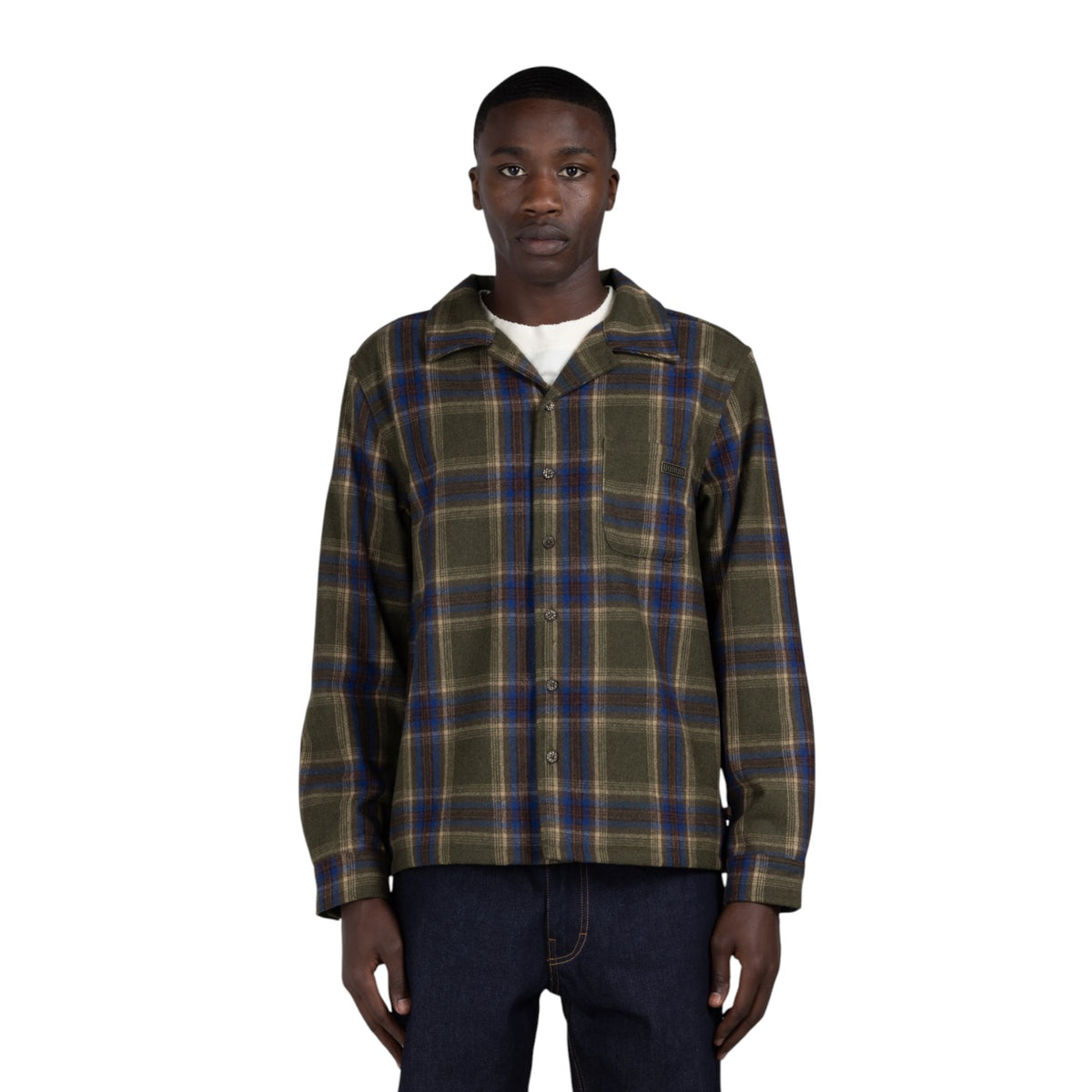 Honor the Gift Plaid Flannel LS Overshirt - Olive