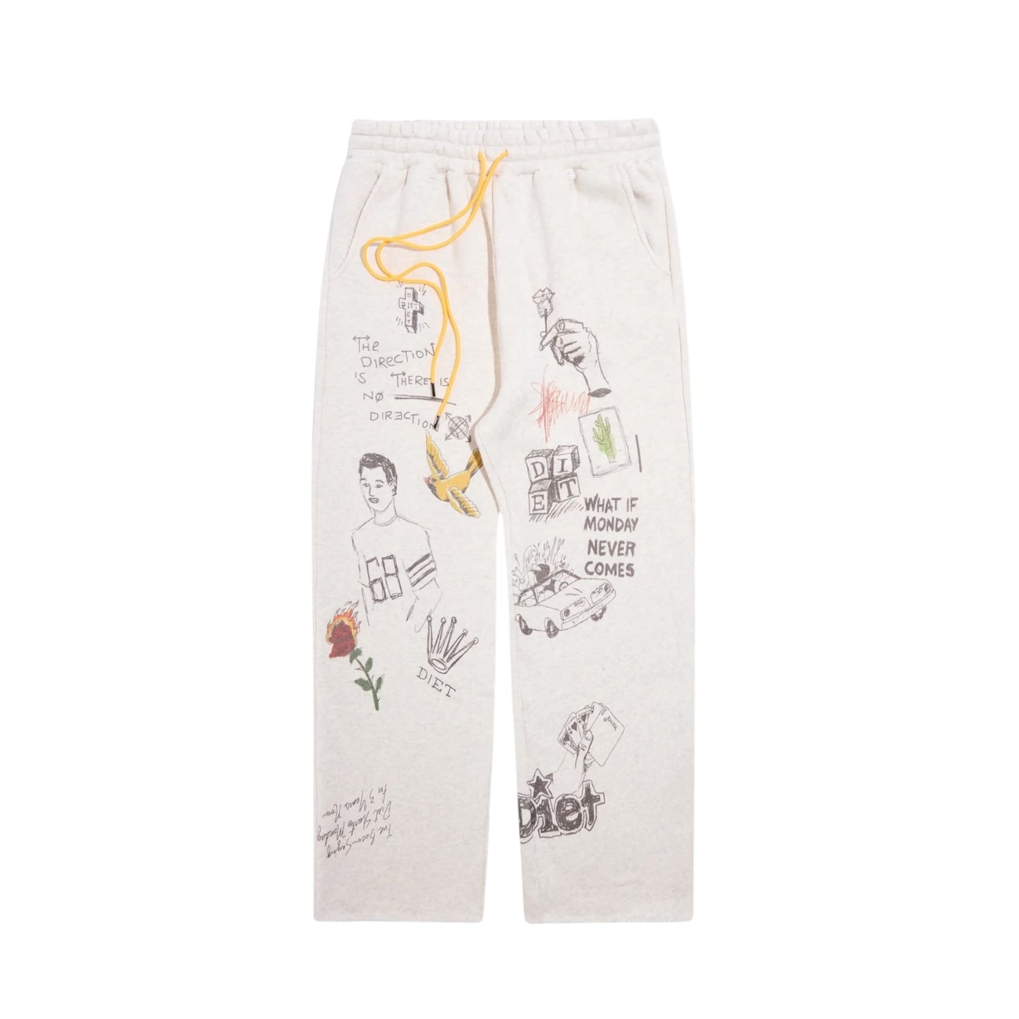 Diet Starts Monday Doodle Sweatpant - Heather Grey