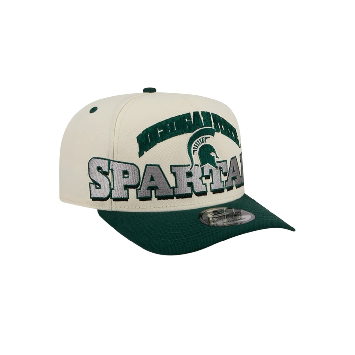 New Era Michigan State Spartans March Madness College Vault A-Frame 9Fifty Snapback - Chrome White
