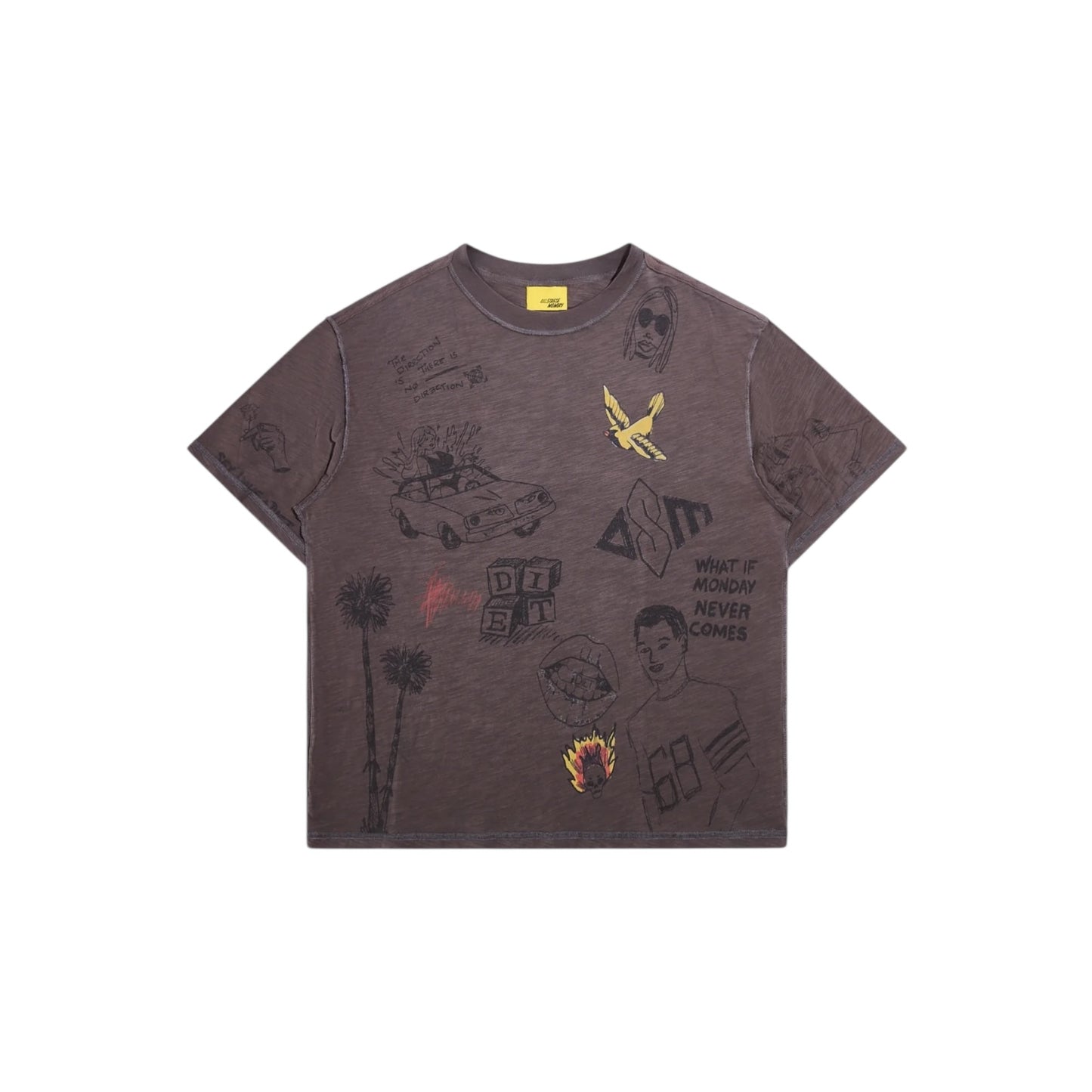 Diet Starts Monday Doodle Tee - Antique Black