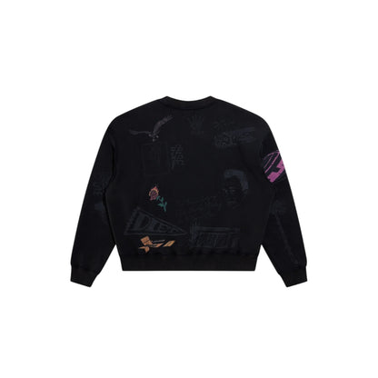 Diet Starts Monday Doodle Crewneck Sweatshirt - Black