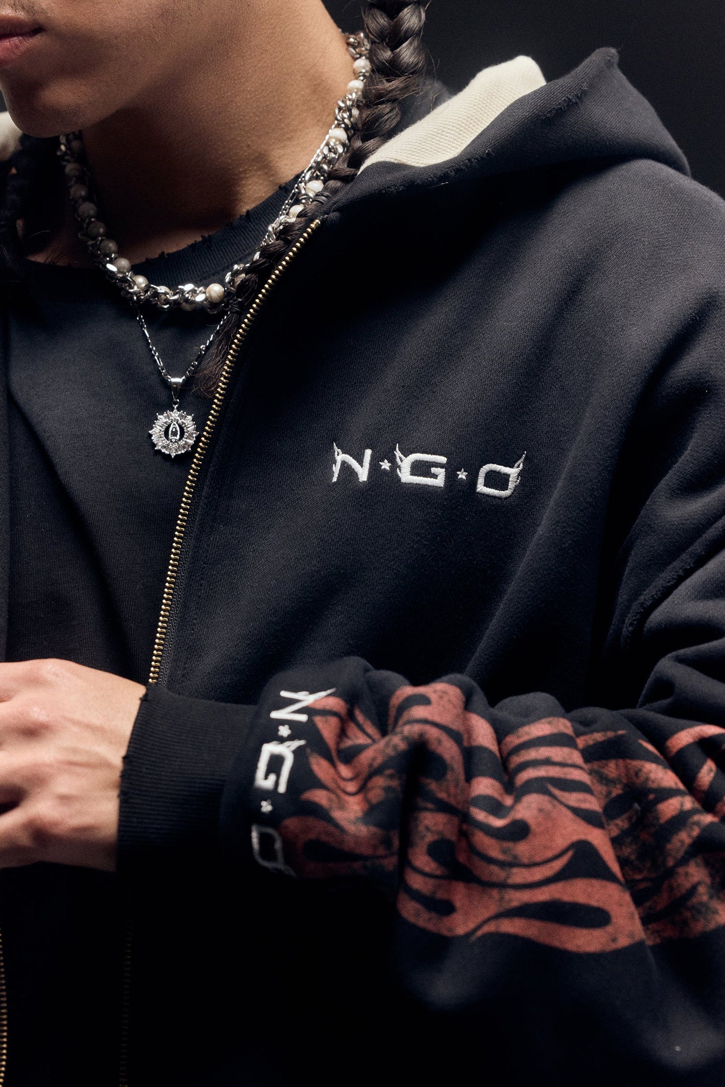 Nothing Grows Overnight Eagle Flame Logo Full Zip Hoodie
