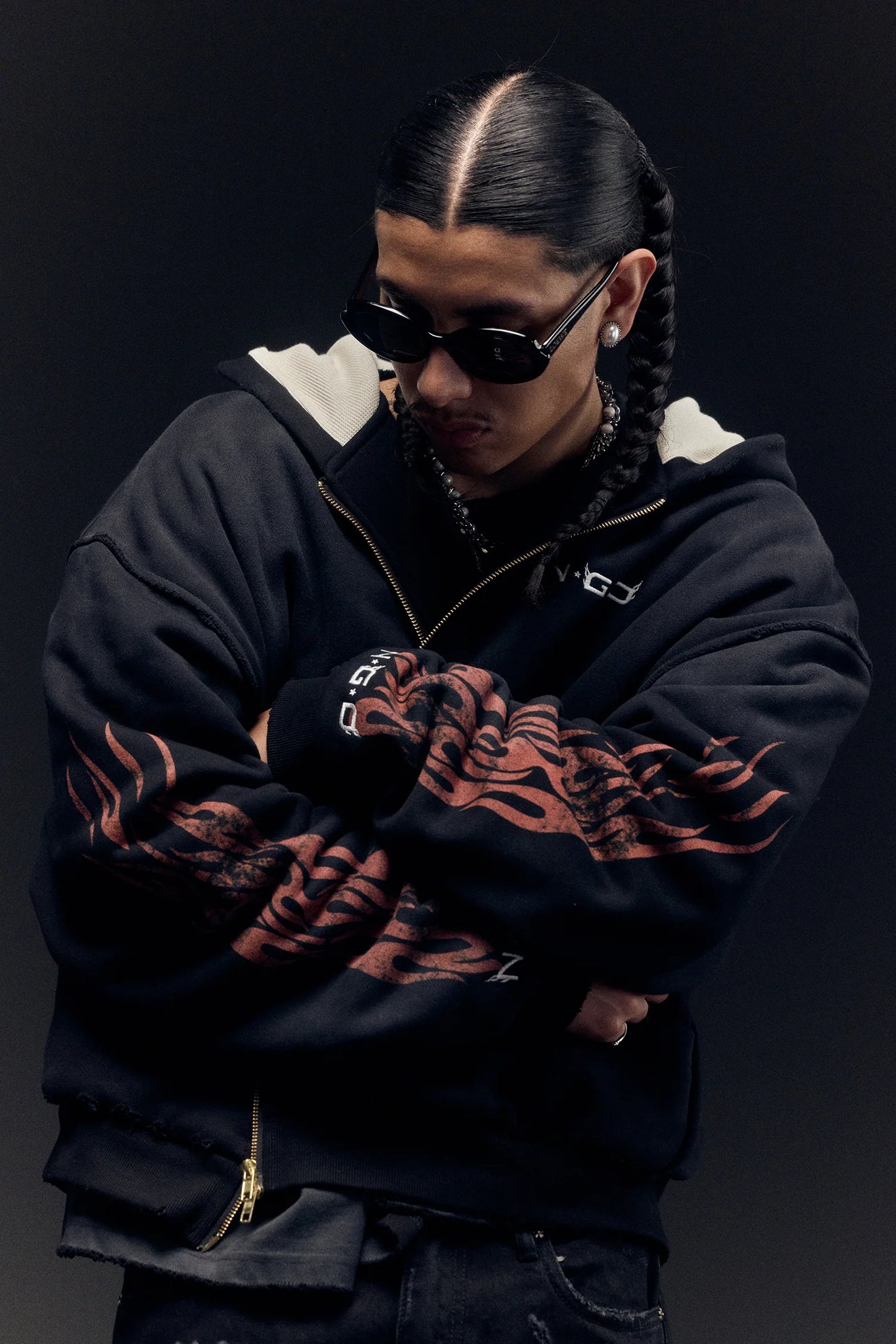 Nothing Grows Overnight Eagle Flame Logo Full Zip Hoodie
