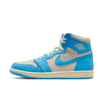 Air Jordan 1 Retro High OG 'UNC Reimagined' sneaker with blue, white, and beige colors