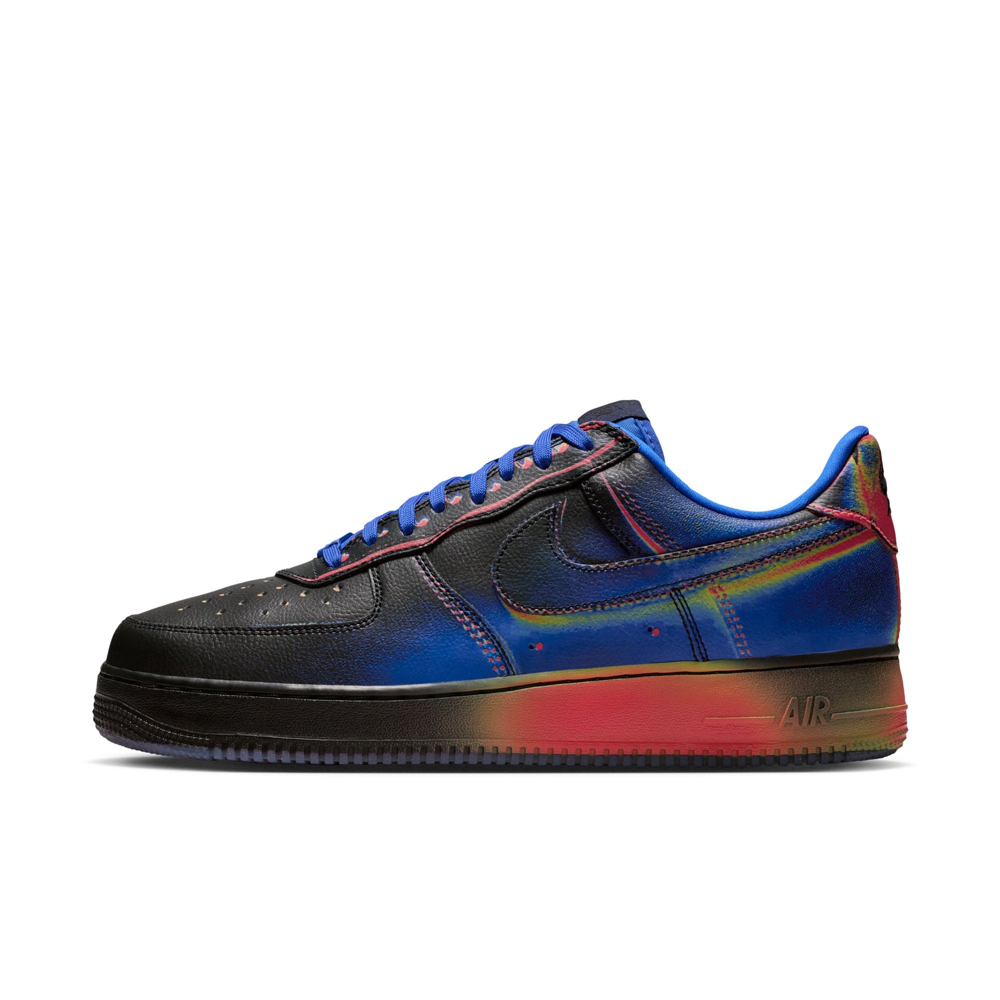 Multicolored sneaker with a gradient design on a white background. Nike Air Force 1 Low Retro “Heat Map” - IB6834-001