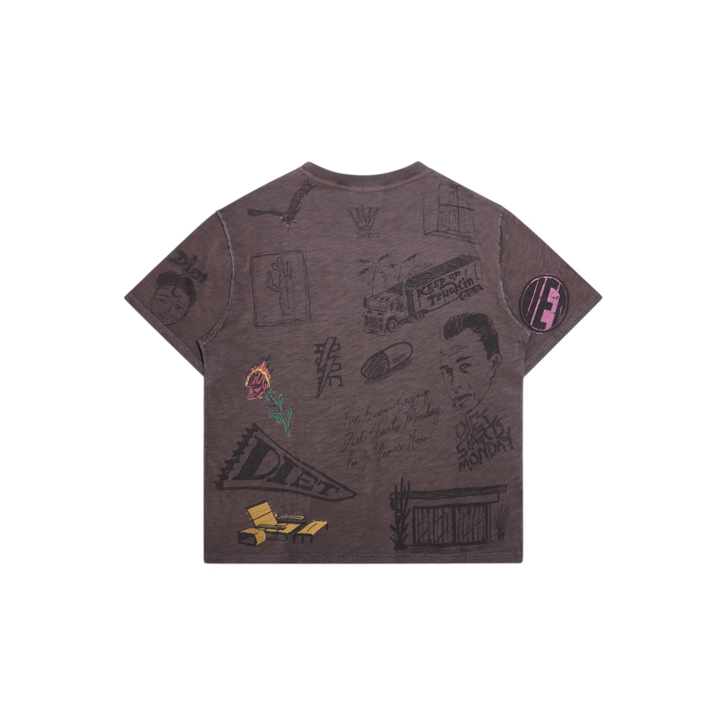 Diet Starts Monday Doodle Tee - Antique Black