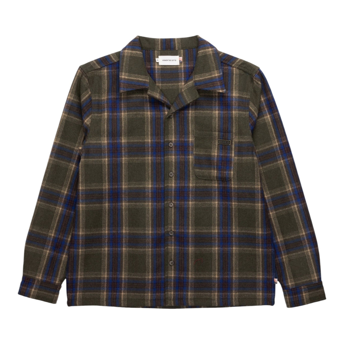 Honor the Gift Plaid Flannel LS Overshirt - Olive