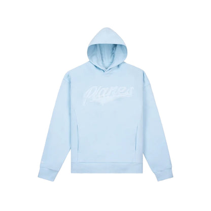 Paper Planes Light Blue Script Fur Oversized Hoodie