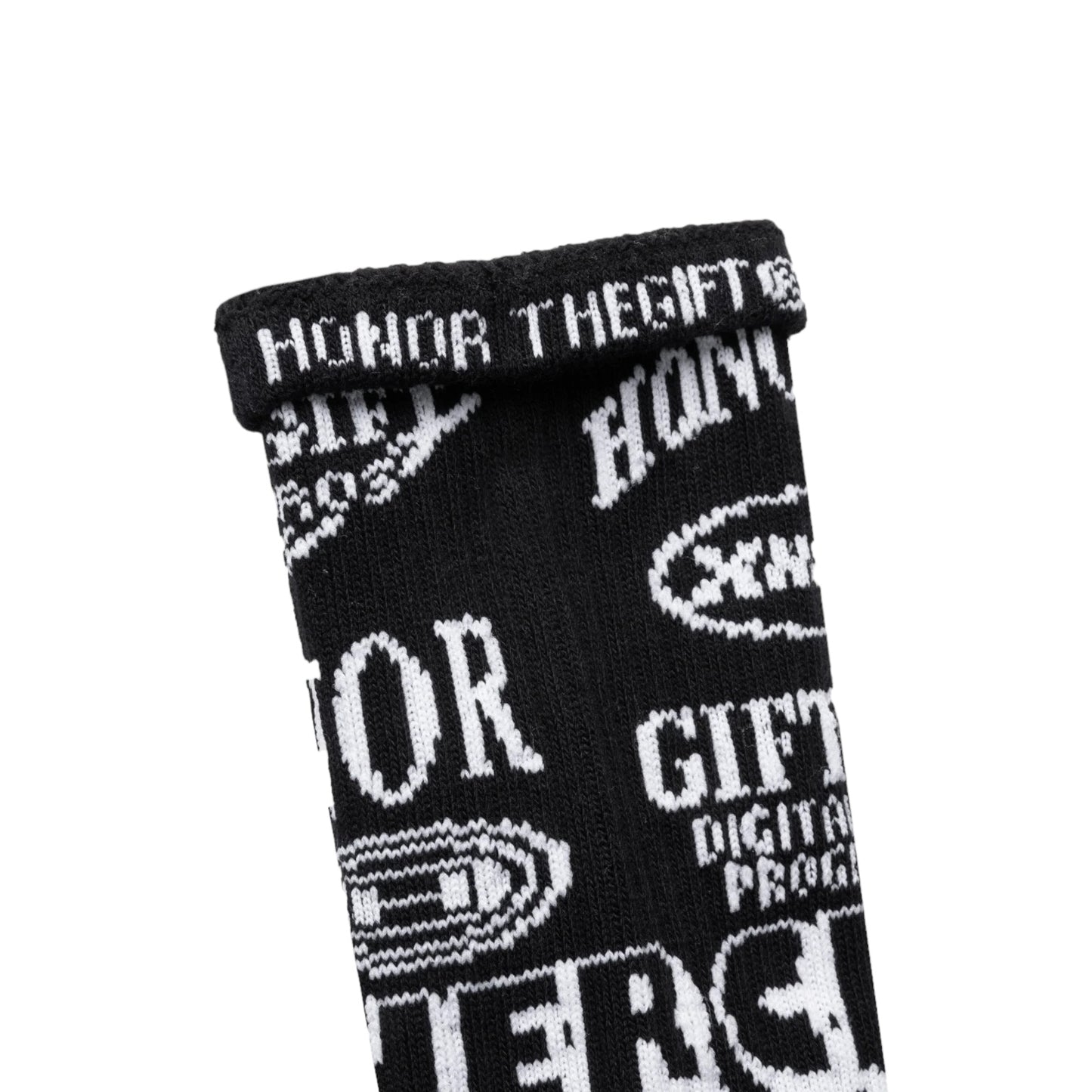 Honor The Gift Mixed Graphic Ribbed Sock - Black