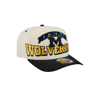 New Era Michigan Wolverines March Madness College Vault A-Frame 9Fifty Snapback - Chrome White