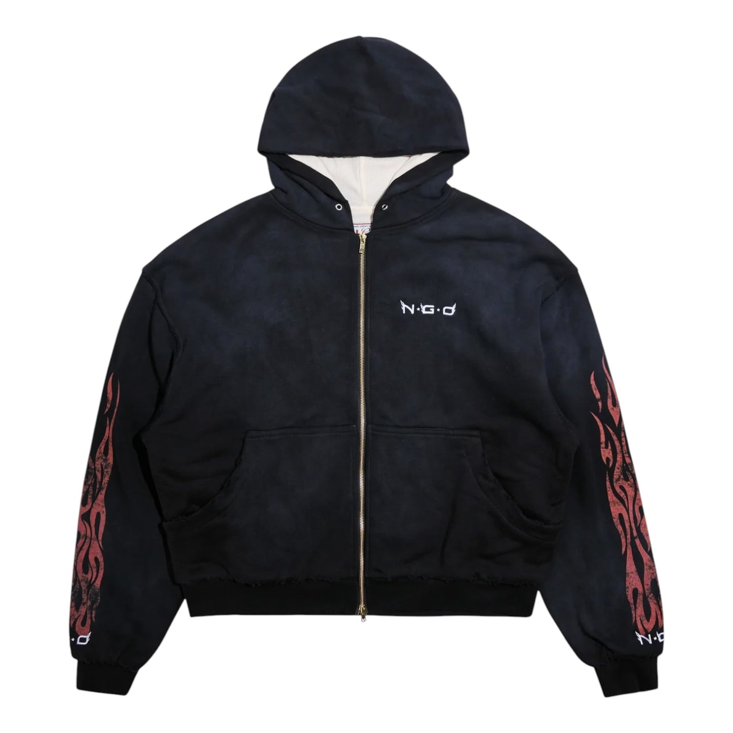 Nothing Grows Overnight Eagle Flame Logo Full Zip Hoodie