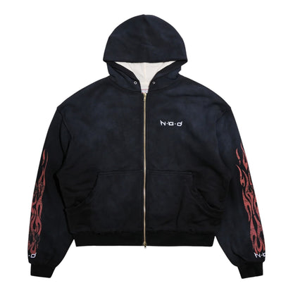 Nothing Grows Overnight Eagle Flame Logo Full Zip Hoodie