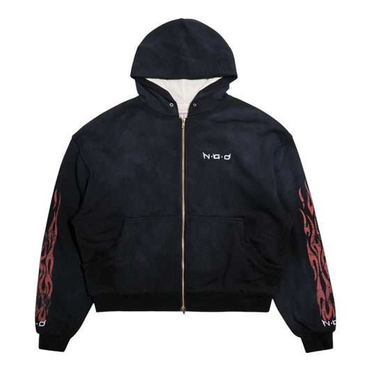 Nothing Grows Overnight Eagle Flame Logo Full Zip Hoodie