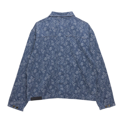 Honor The Gift Floral Utility Jacket - Light Indigo