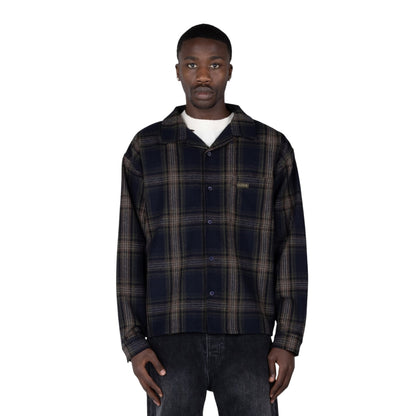 Honor the Gift Plaid Flannel LS Overshirt - Navy