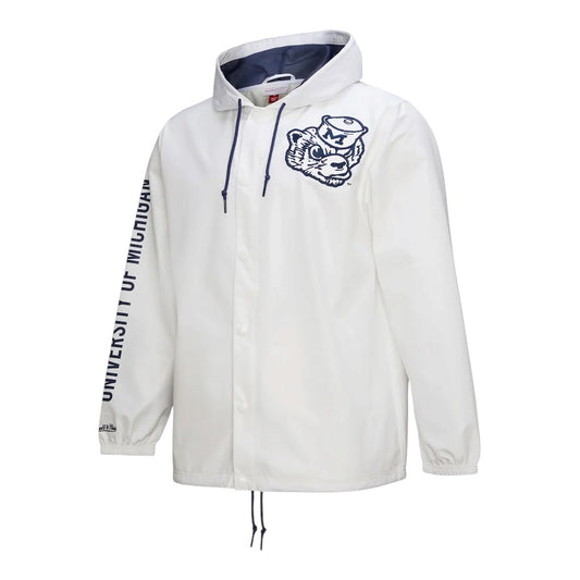 Mitchell & Ness NCAA Hooded Coaches Jacket - UofM