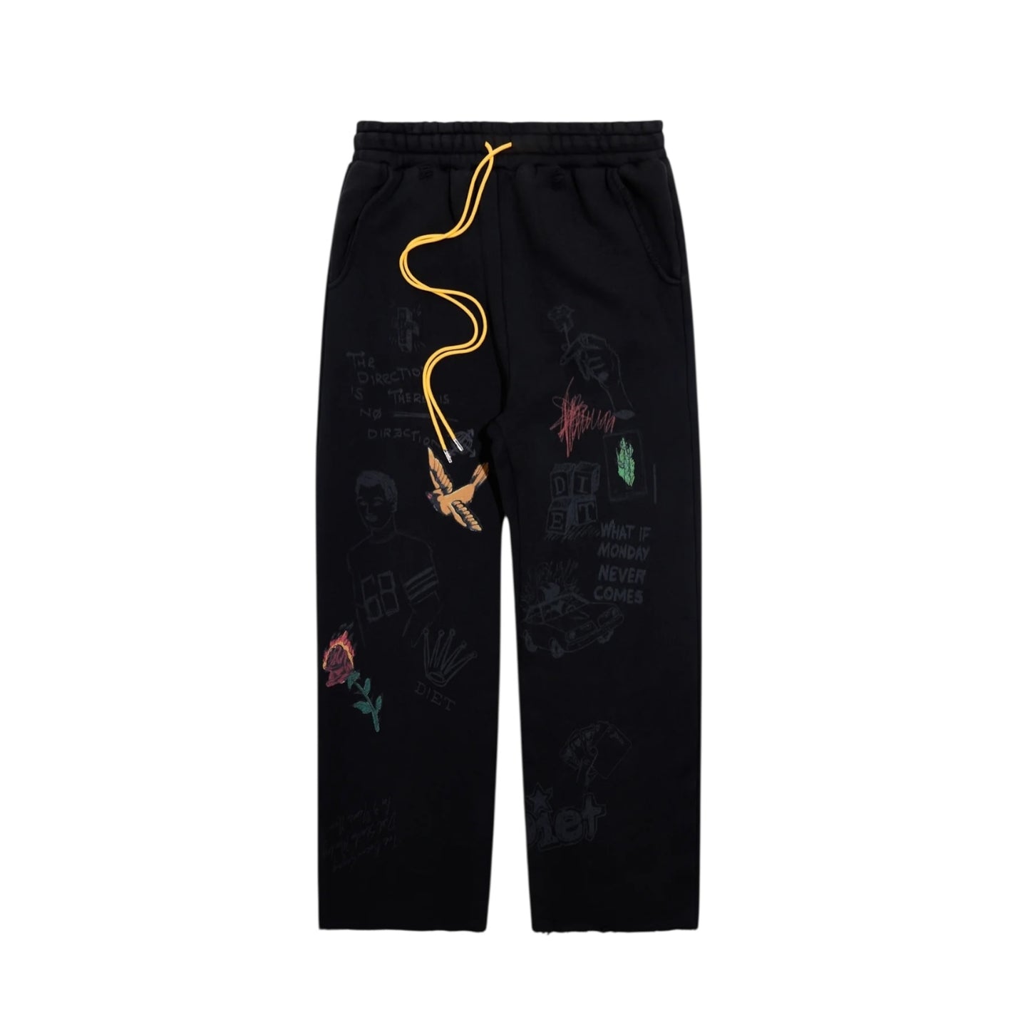Diet Starts Monday Doodle Sweatpant - Black
