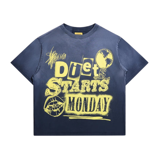 Diet Starts Monday Spray Paint Tee - Black/Yellow