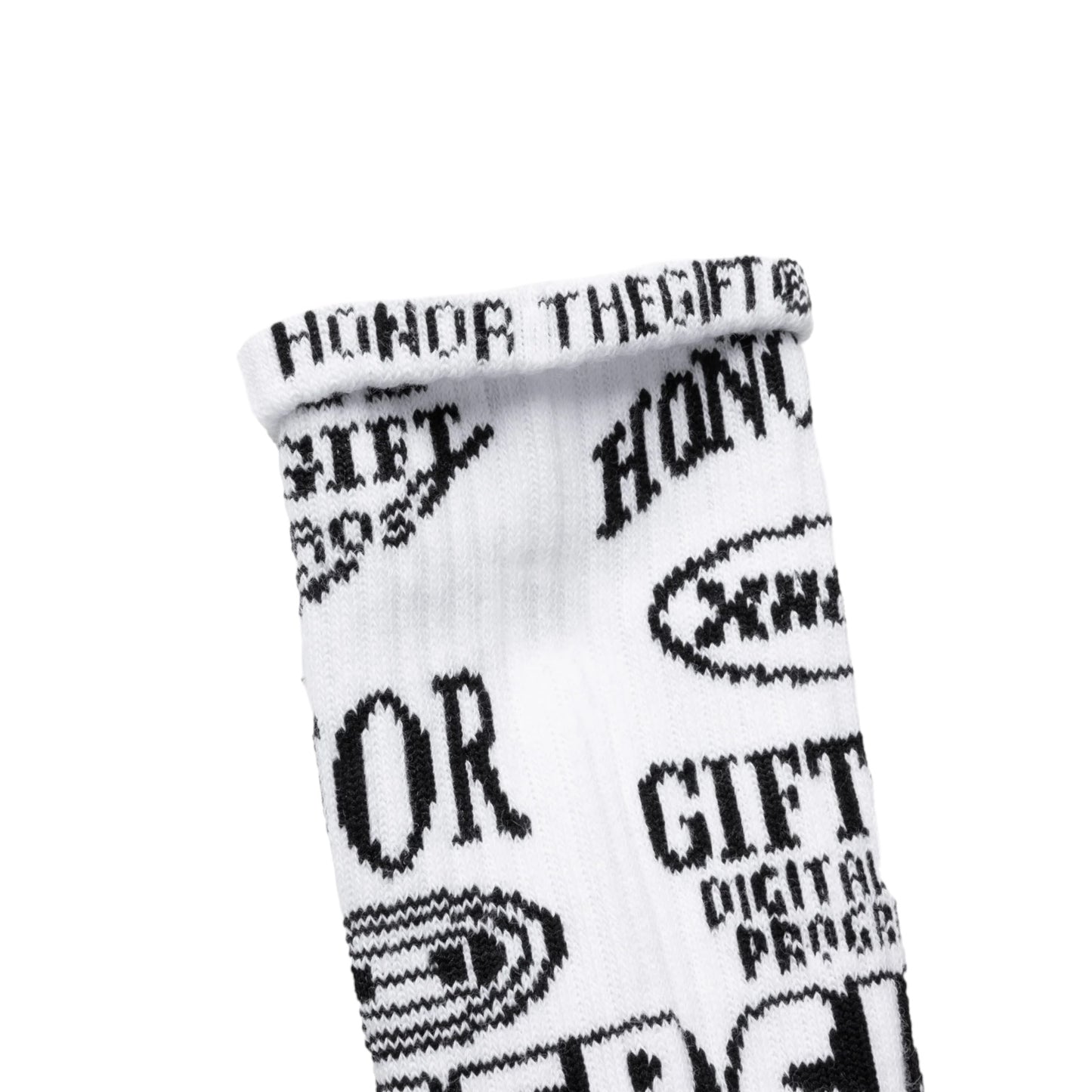 Honor The Gift Mixed Graphic Ribbed Sock - White