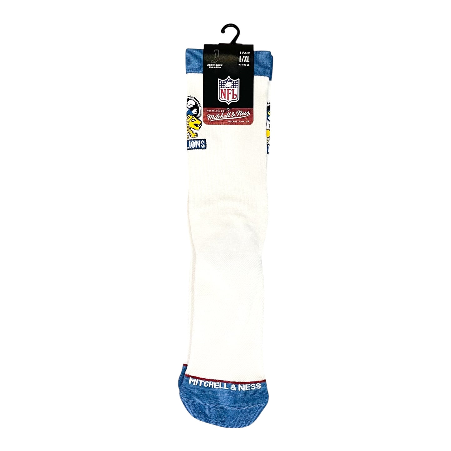 Mitchell & Ness NFL Touchback Crew Socks -  Detroit Lions (White)